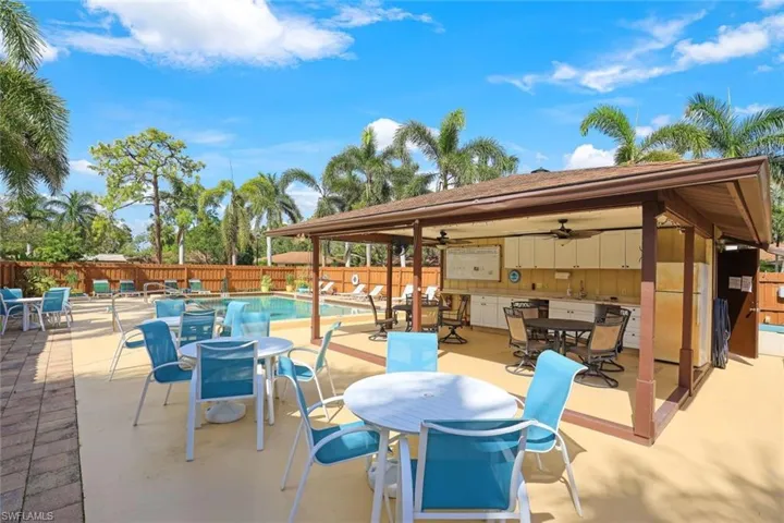 This view of the patio shows the area where residents meet, socialize and have events.