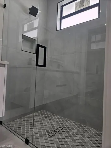 Bathroom with a shower stall
