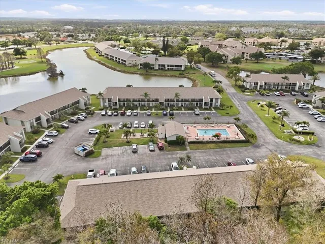 Aerial view of a nearby body of water