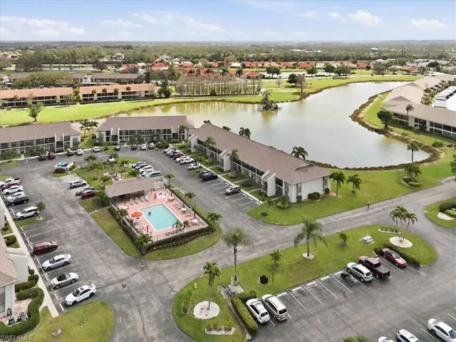 Bird's eye view of a large body of water and a golf club