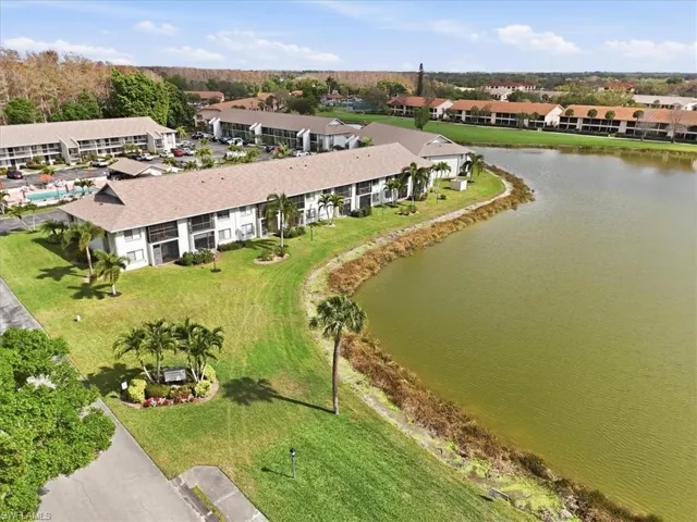 Bird's eye view of a nearby body of water
