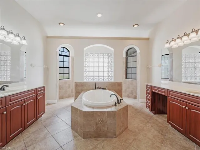 Large soaking tub, entry to walk in shower