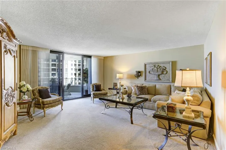 Unit 701 Living Room with Sliding Doors to Balcony