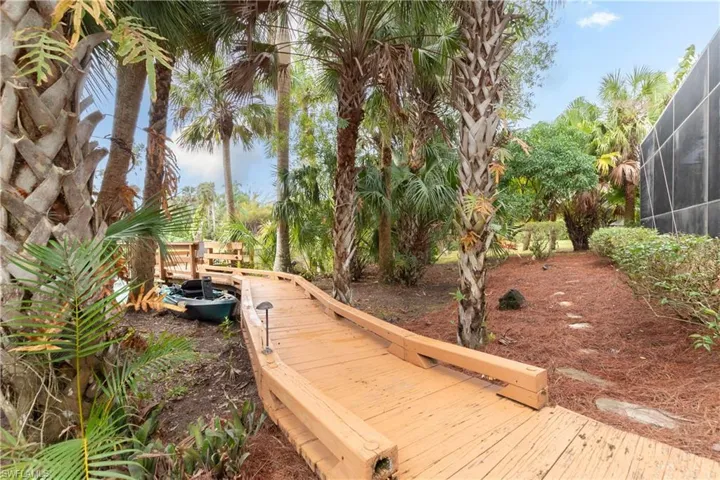 Meandering wood walkway to the River