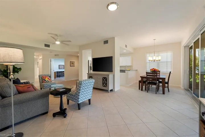 Open floor plan, with walk-thru kitchen and dining area