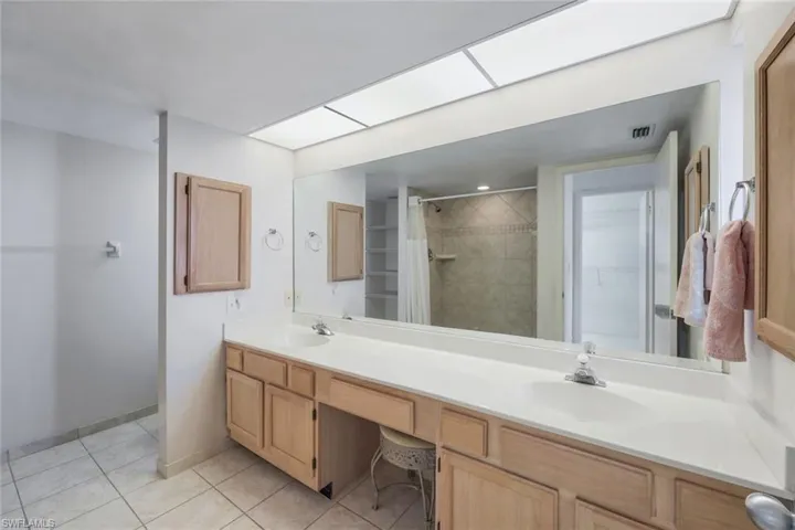 Dual Sinks, Spacious Step In Shower, Double Medicine Cabinets