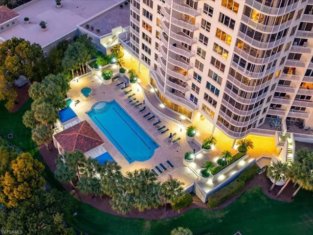 Aerial view of a pool area