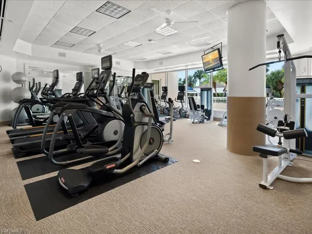 Gym featuring a paneled ceiling