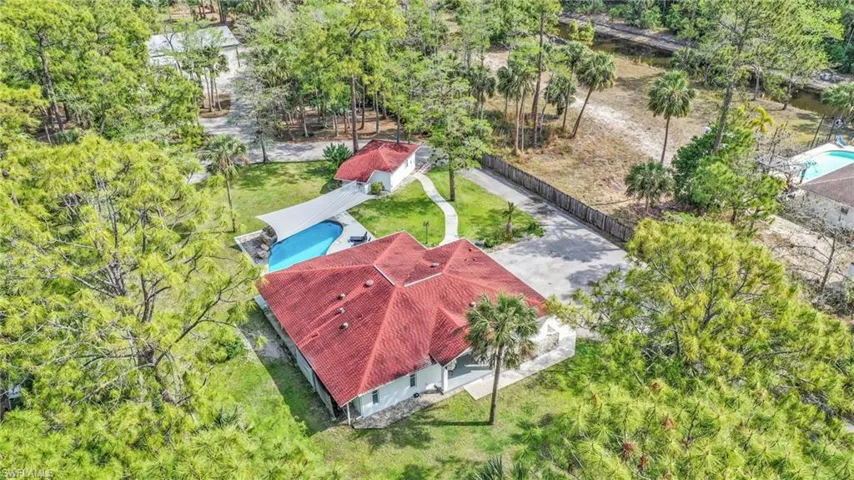 Drone / aerial view of a pool area