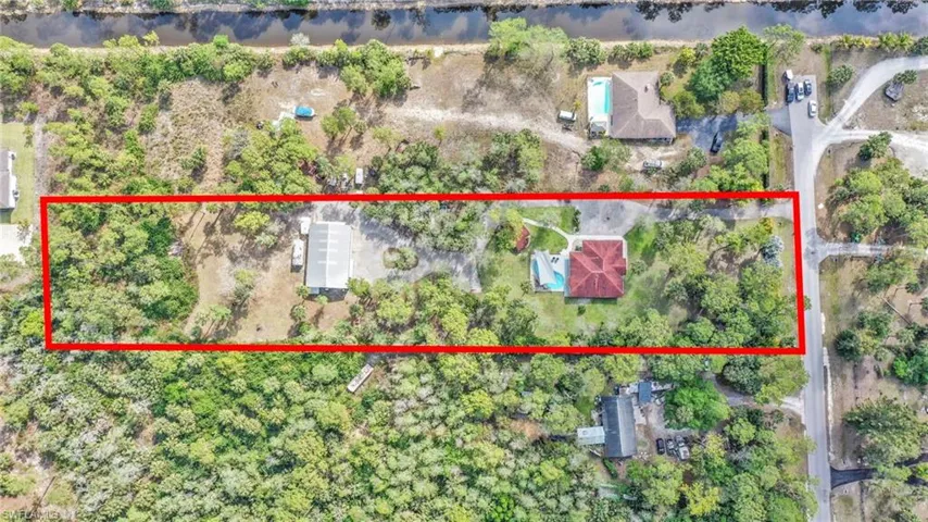 Aerial view of property's location with property parcel outlined