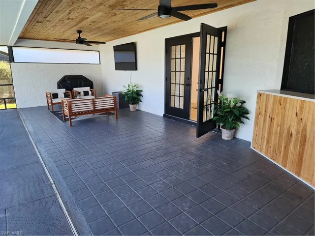 View of patio with french doors