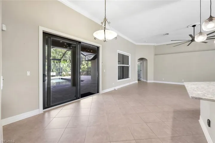 Open concept with kitchen, breakfast area and living room
