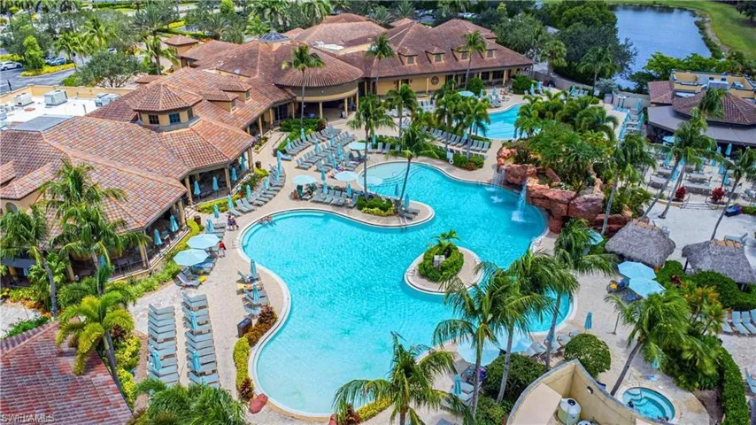 Community pool with a patio area