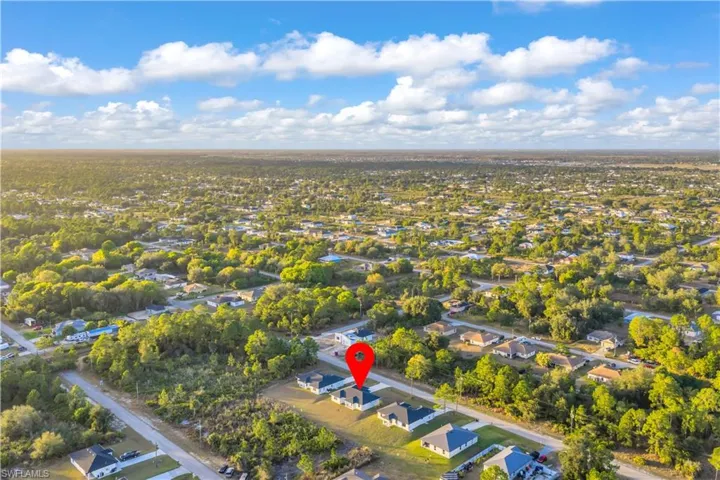 Aerial perspective of suburban area