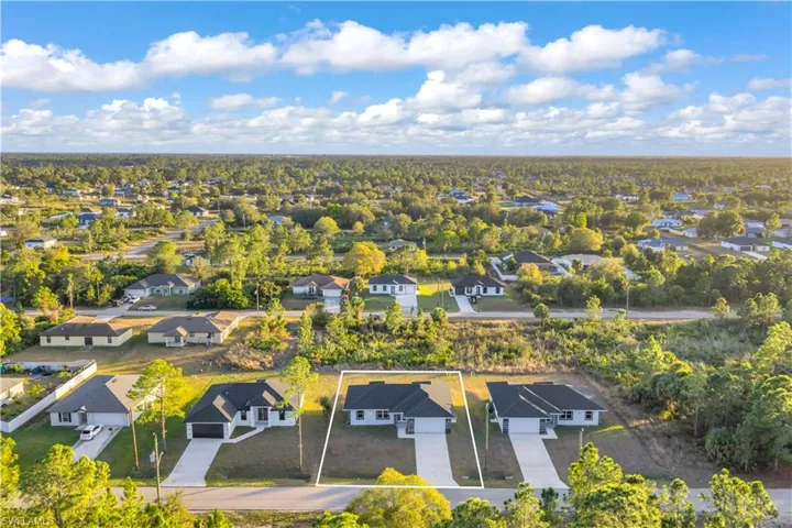 Aerial perspective of suburban area