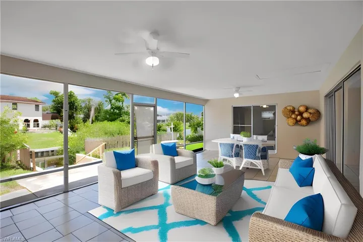 AI Virtually Generated Lanai Furnishings and Decor Ideas for your New Waterfront Home.