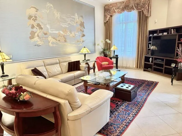 View of tiled living room