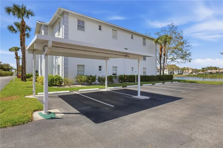 View of partially covered parking lot