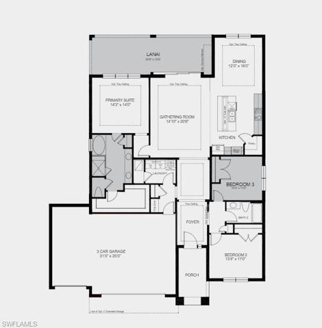 Structural options added to 3216 SW 3rd Terrace include: 3rd bed in place of flex, deluxe owners bath, 3 car gar, 4' extension on 2 car bay, tray package, covered extended lanai, gourmet kitchen, knee wall cab on kit island, outdoor kit prep, laundry sink pre-plumb, pocketing slider in gathering room.