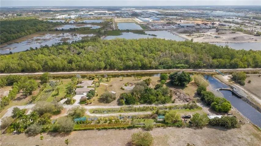 Drone / aerial view of a nearby body of water