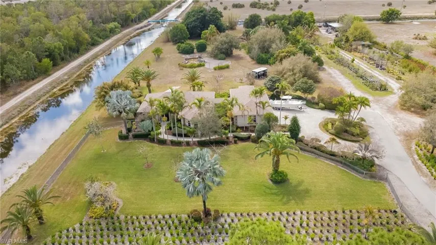 Bird's eye view of a nearby body of water