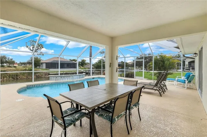 covered and screened dining area