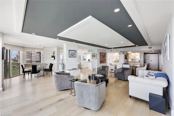 This view shows you most of the Great Room features with a very flexible floor plan design. Game area, den, breakfast room - back to the front entry with a bar area, and into the chef's kitchen.