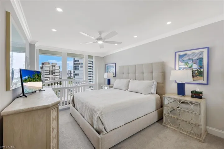 Guest Suite #1. Has views to the north up the coast line - on a clear day you can see all the way to Sanibel!