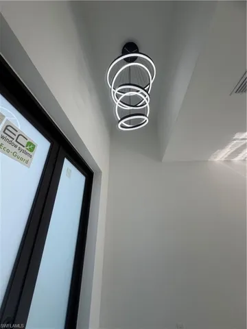 Detailed view of a chandelier