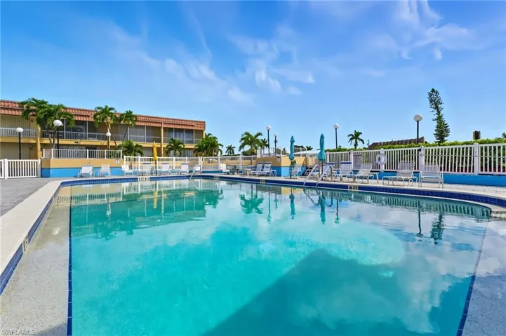 Community pool featuring a patio