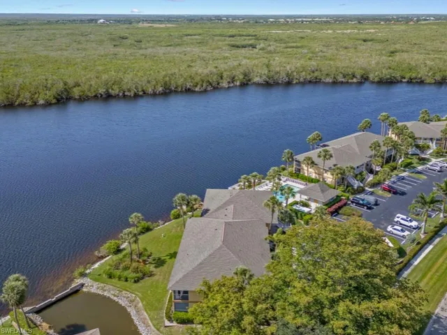 Drone / aerial view of a nearby body of water