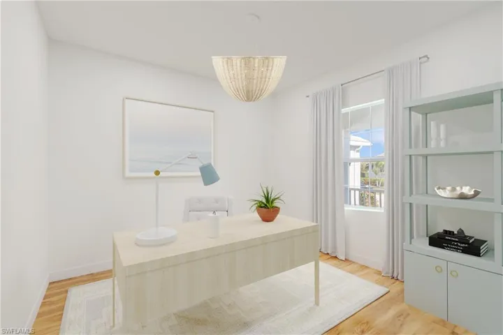Photo includes reality staging to showcase the possibility of the den. Design services included with purchase!