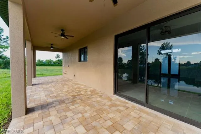 View of patio / terrace with ceiling fan