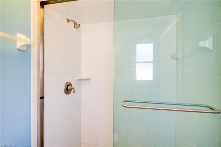 The master bathroom with easy access stand-up shower, for the utmost safety