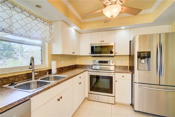 The tray ceiling allows space for the fan, to help keep you cool