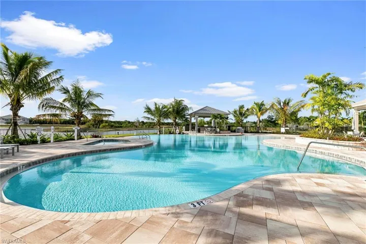 Pool featuring a gazebo and a patio