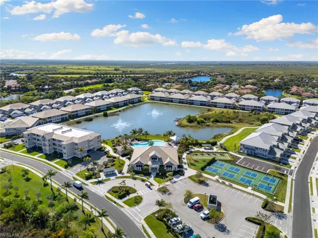 Bird's eye view featuring a water view and a residential view
