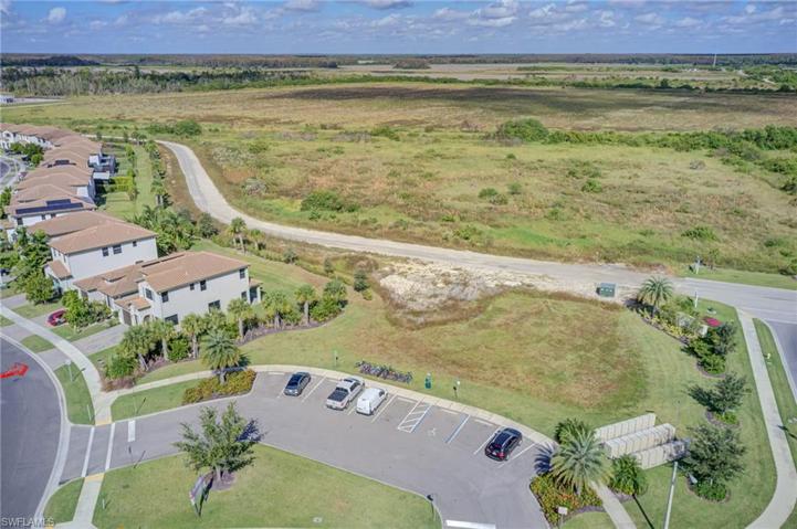 Next to green space and mailboxes