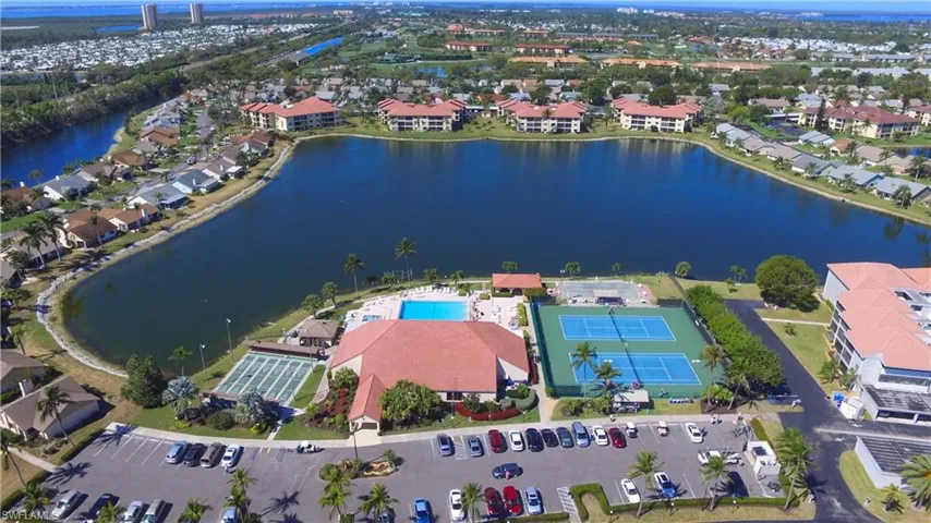 Club House and community view with Gulf of Mexico in the background.