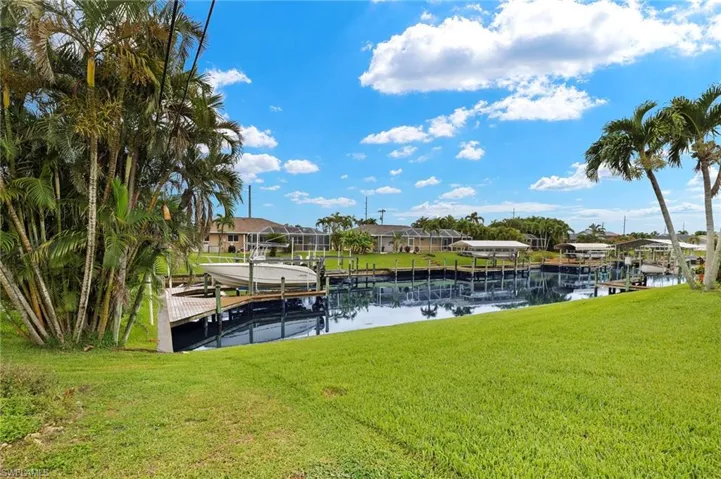 a yard, and a water view