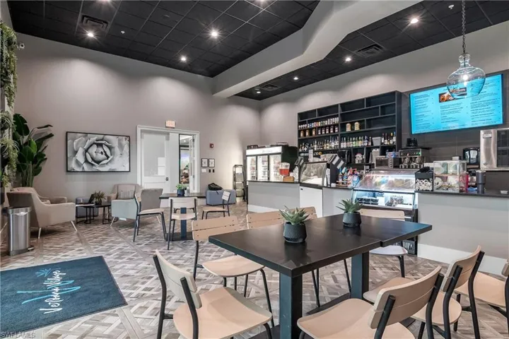 Community cafe located adjacent to the full service gym.