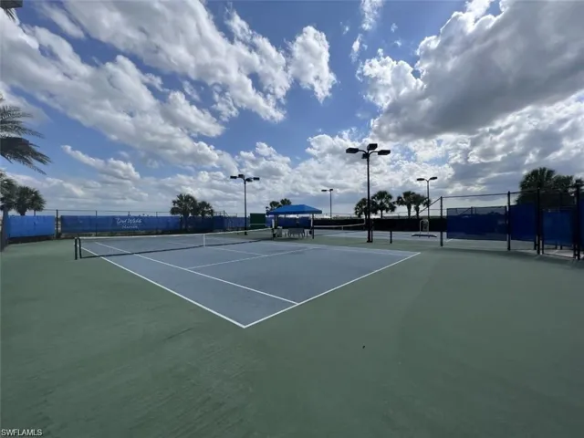 View of tennis courts