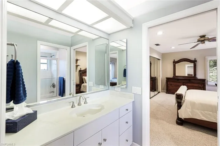 Full Jack and Jill Bath with Shower Tub Combination- Pocket Doors on Both Sides