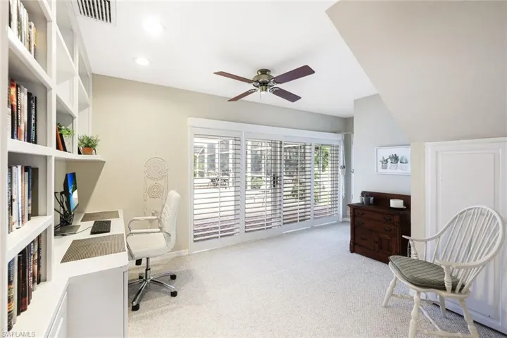 Build In Office/Den with Under Stairway Closet, Sliders to Lanai