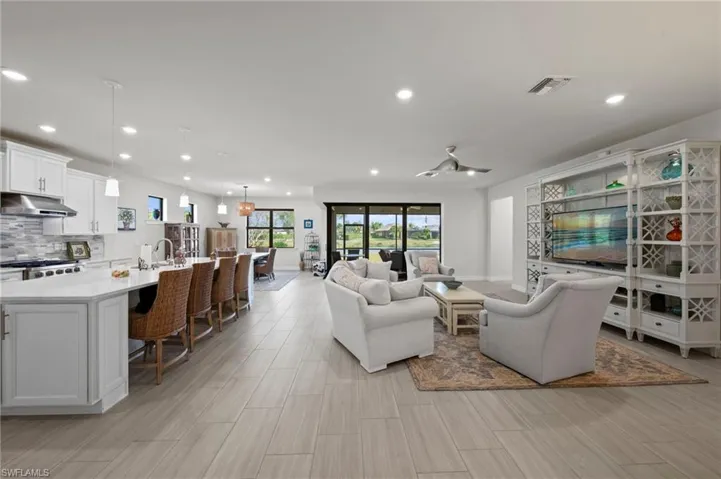 Living area featuring recessed lighting