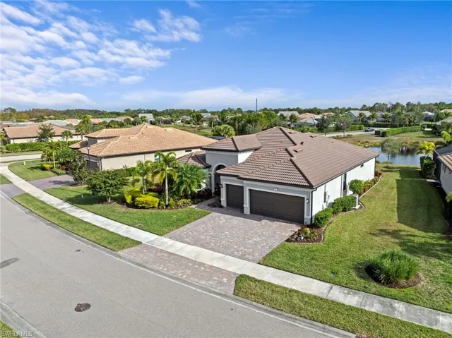 Aerial perspective of suburban area