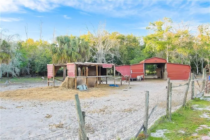 View of horse barn