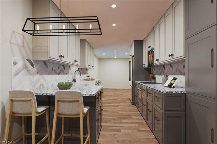 Photo includes reality renovation and/or staging to showcase the possibility of the kitchen . Design services included with purchase!