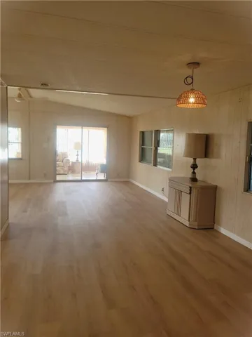 View of living room from dining area.