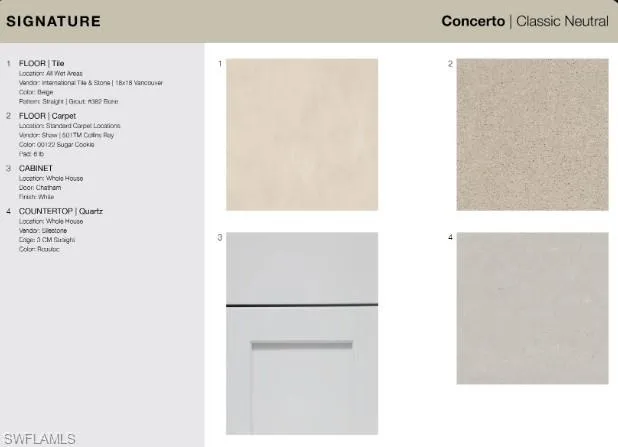 6505 Equinox Lane design selections.  Home is under construction and selections are subject to change.